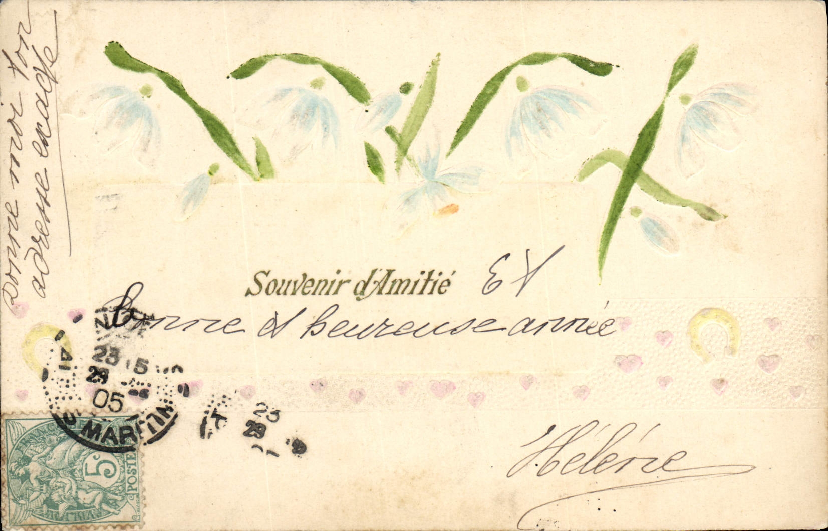 Fleurs de printemps — Souvenir d'Amitié — Éditeur inconnu, n° de série non visible