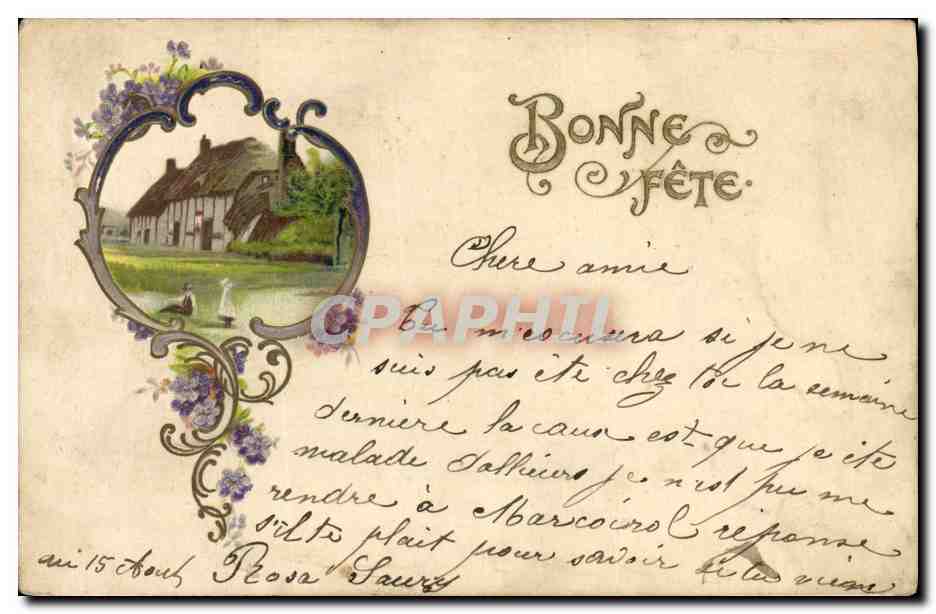 Château de style traditionnel — Bonne Fête — Carte postale multilingue éditée par Carte postale Postkarte
