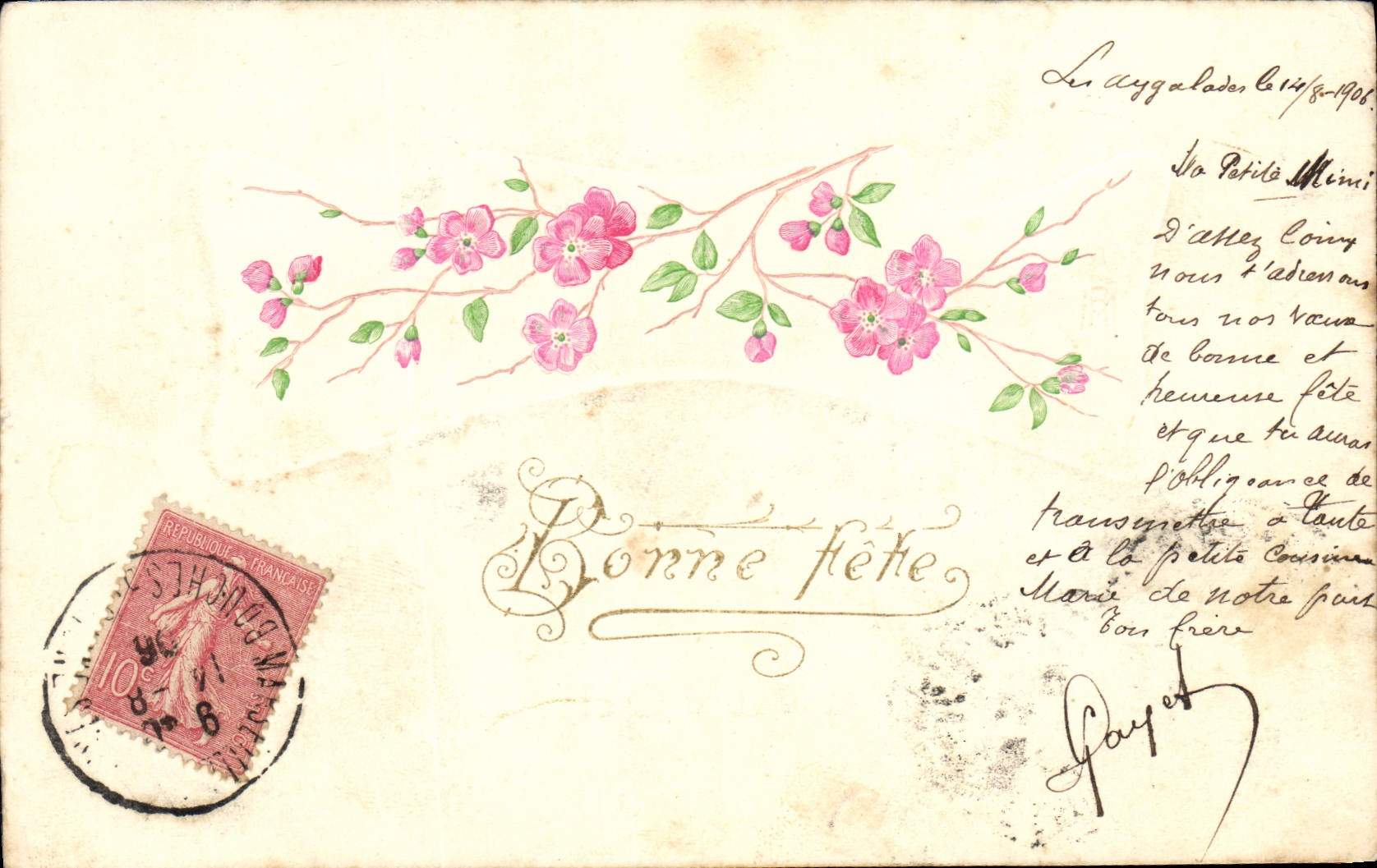 Fleurs de cerisier — Bonne fête — Éditeur non identifié, n° de série non visible