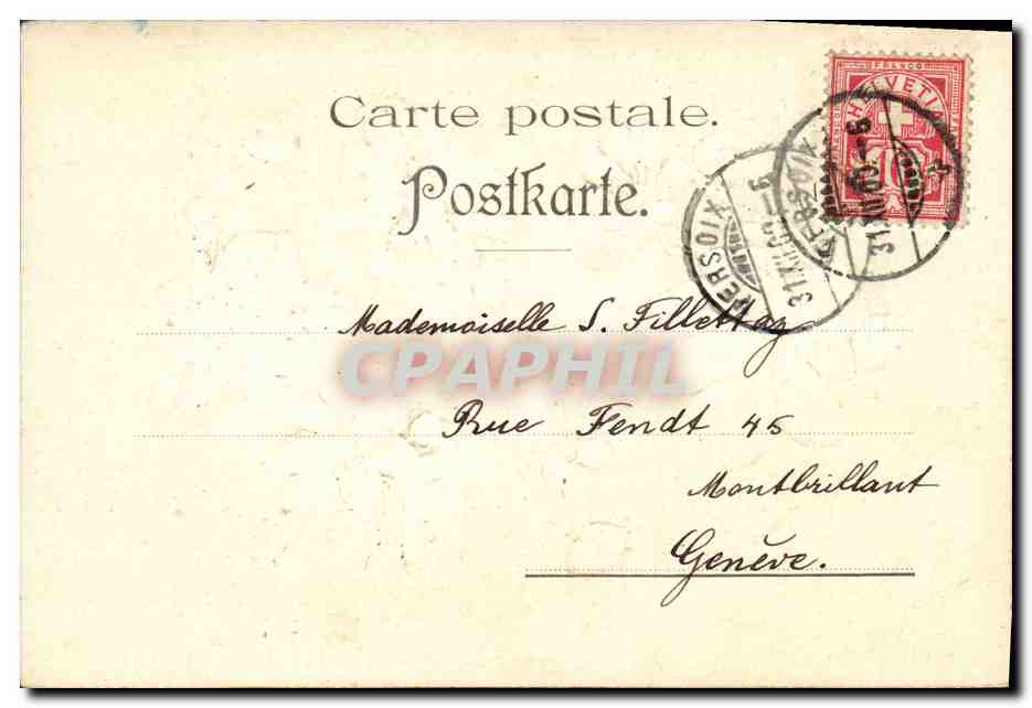 Voeux sincères — pour la nouvelle année et le nouveau siècle — Suisse, éditeur non identifié — Verso