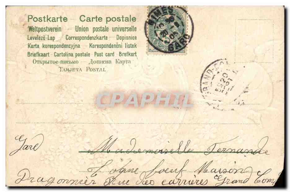 CPA Fantaisie Fleurs Ange — Verso