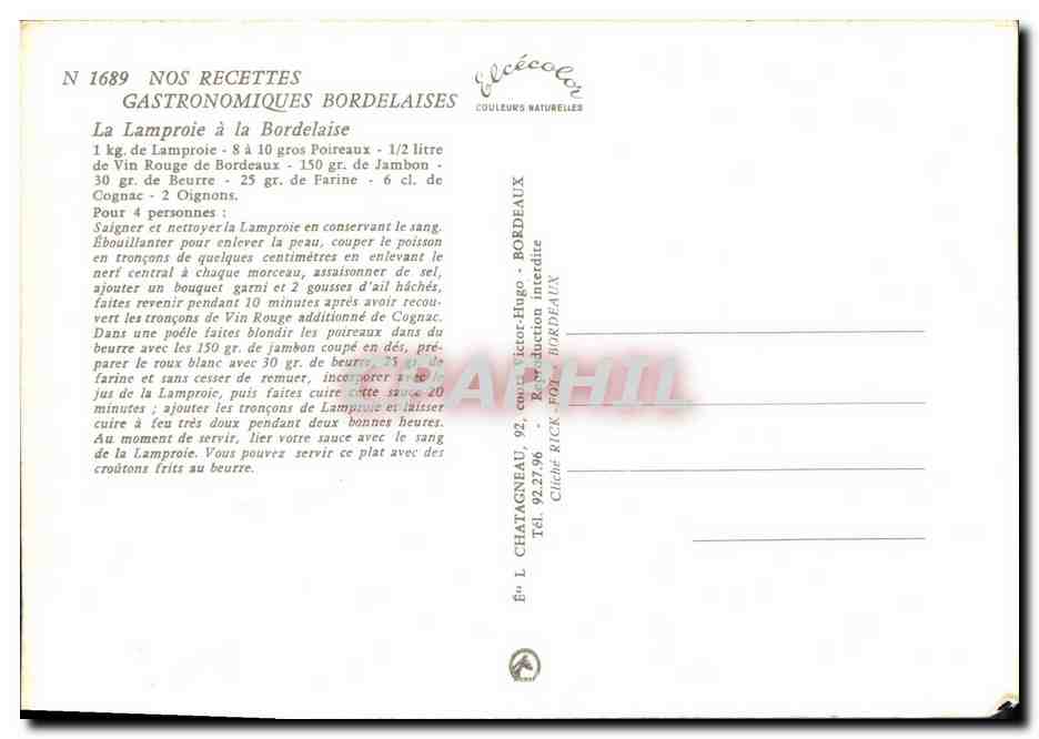 CPM La Lamproie a la Bordelaise — Rückseite
