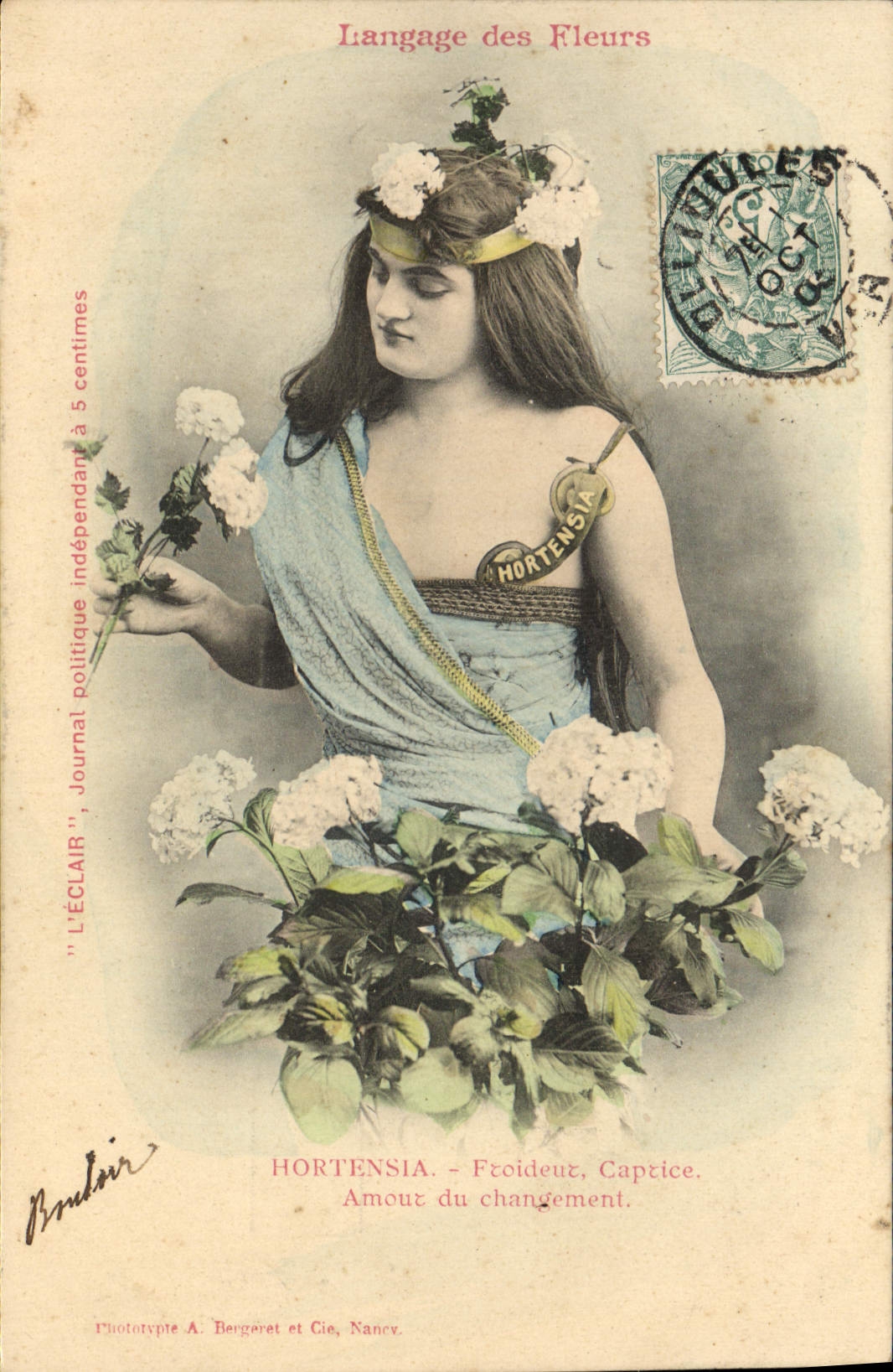 Hortensia — Froid, Captive. Amour du changement — Phototypie A. Bergeret et Cie, Nancy