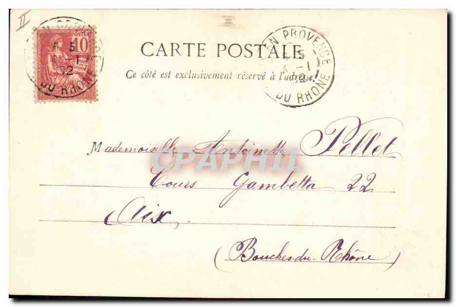 Je rapporte l'espérance — Sujet symbolique avec jeune femme et vieille femme — Phototypie A. Bergérot et Cie, Nancy, n° 1901/1902 — Rückseite