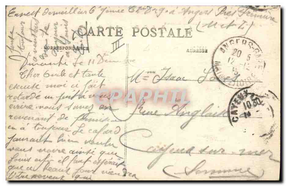 Angers — Manœuvres du Génie — Passage d'un Chargement sur un Pont de Bateaux — Collection A. Bruel, Angers — Achterkant