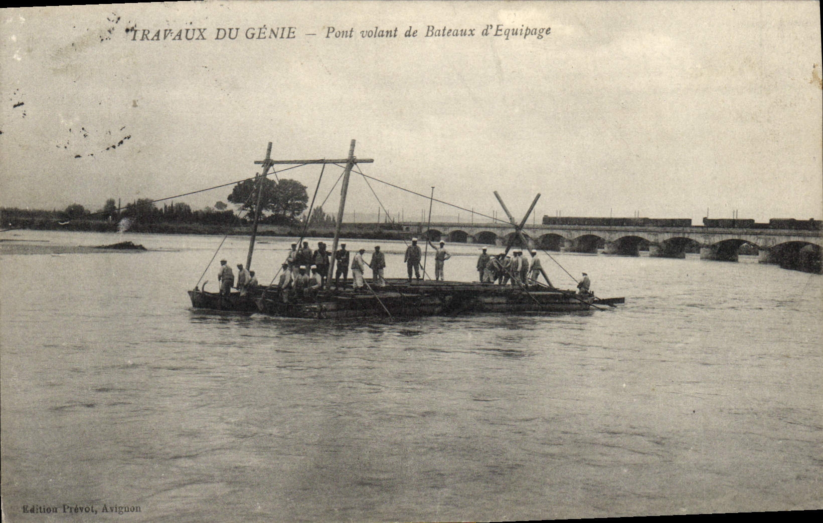 Travaux du Génie — Pont volant de Bateaux d'Equipage — Edition Prévot, Avignon