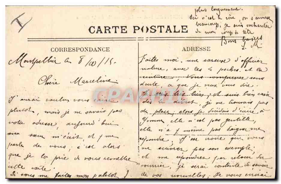 CPA Militaria Montpellier La citadelle du 2eme Genie — Rückseite