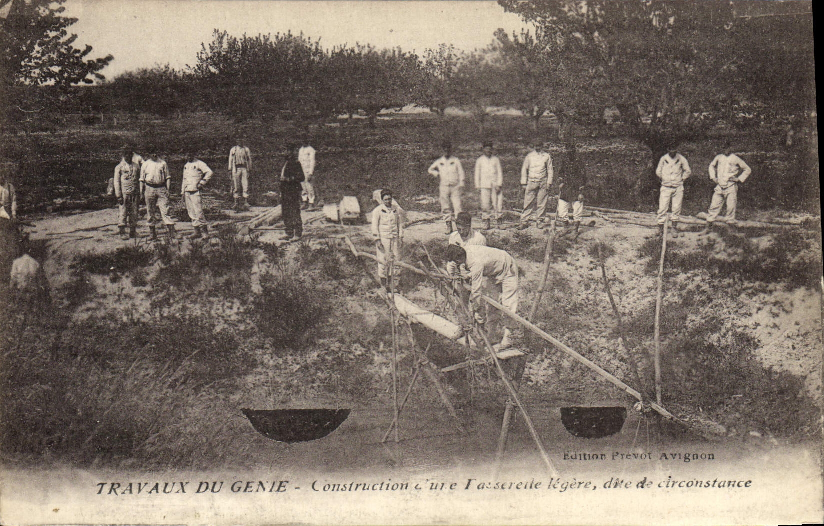 Travaux du Génie — Construction d'une passerelle légère — Édition Prevot Avignon