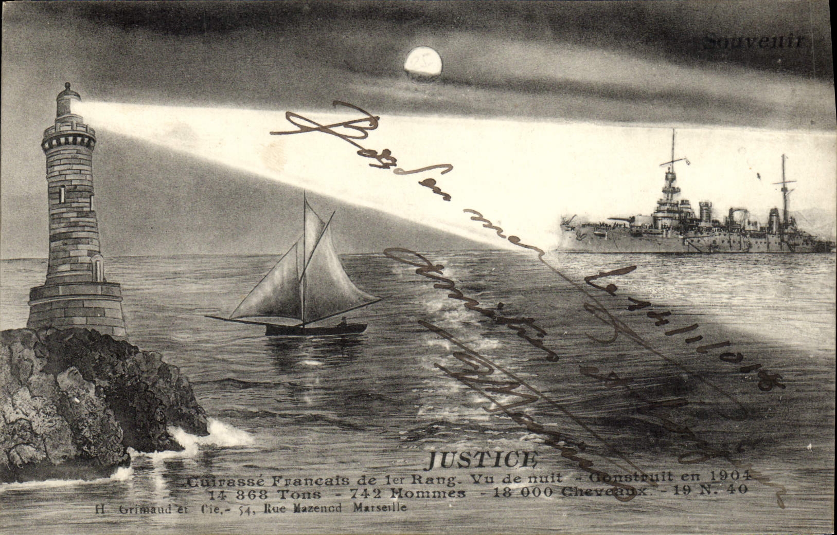 CPA Bateau Justice Cuirasse Francais de 1er rang