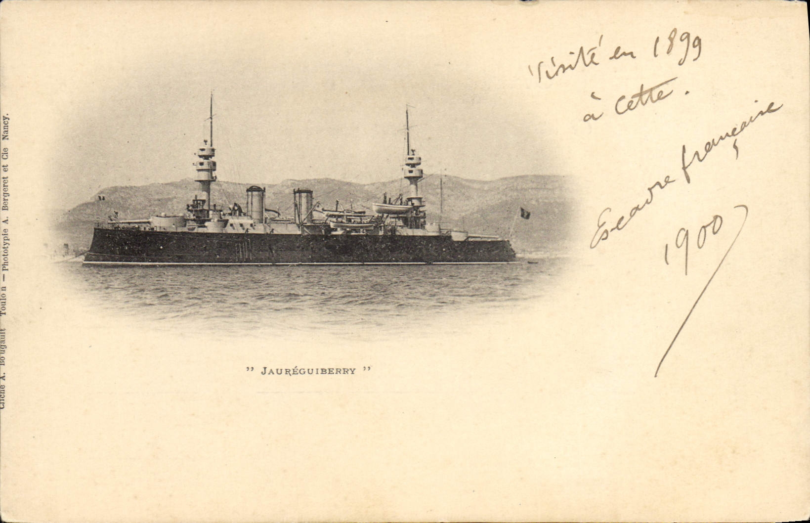 Croiseur "Jauréguiberry" — France — Phototypie A. Bougault, Nancy, n° III - Anverso