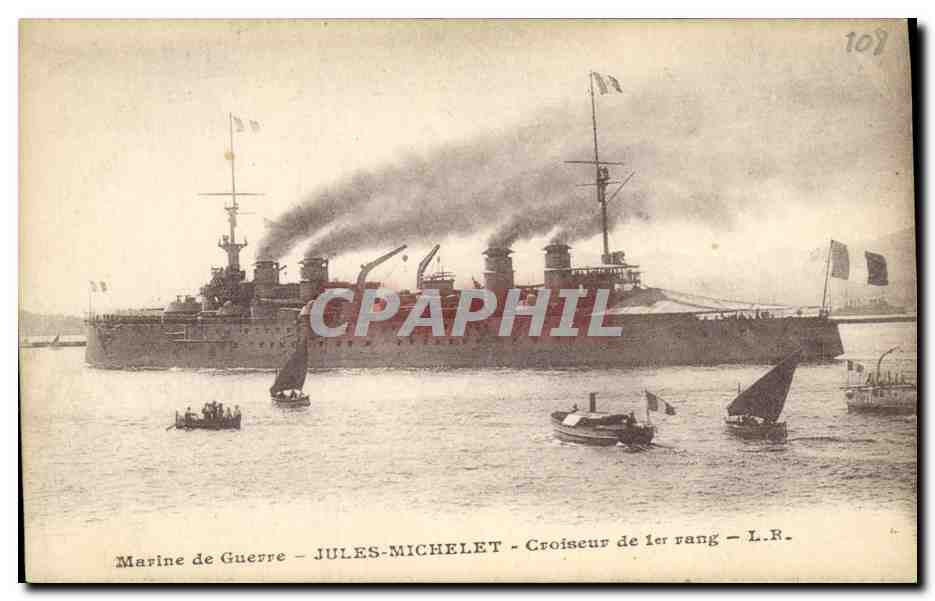 Eerste klasse kruiser JULES-MICHELET — Militaire marine — uitgever JULES-MICHELET, n° 109