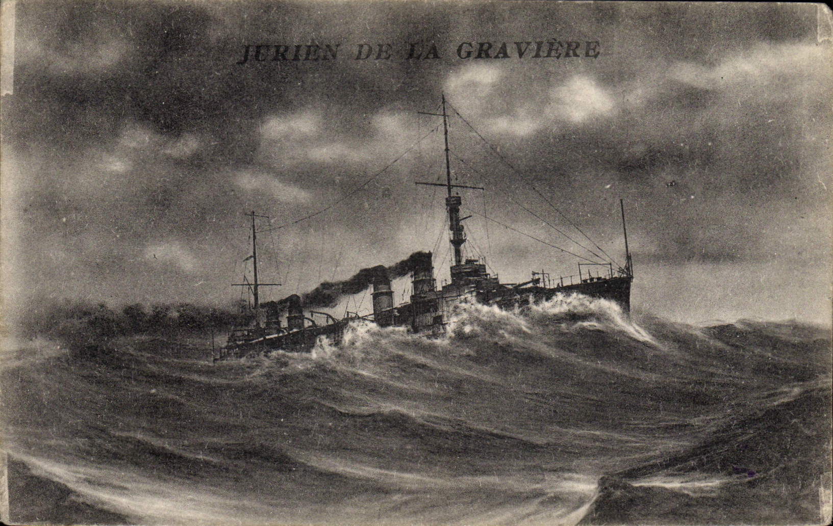 JERIEN DE LA GRAVIÈRE — Navire en mer agitée — Éditeur : ARTE POSTALE, n° 11