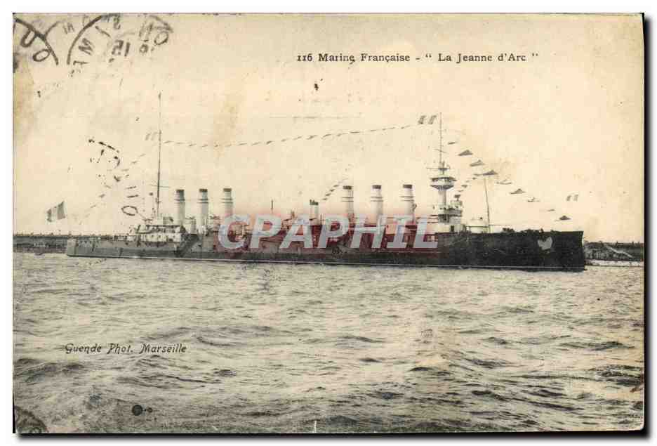 La Jeanne d'Arc — Croiseur de la Marine Française — Guende Phot. Marseille