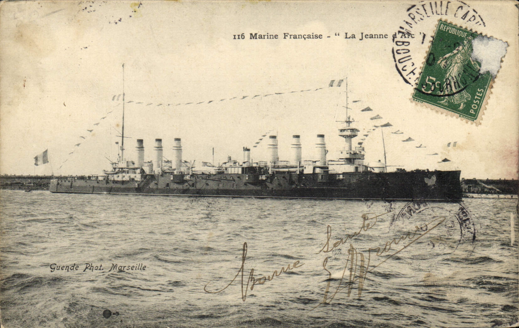 La Jeanne d'Arc — Bateau de guerre — Guende Phot. Marseille - Anverso