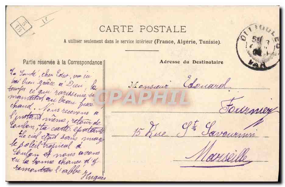 La Jeanne-d'Arc — Crucero Corsa — Colección A. Couturier, n°318 — Reverso