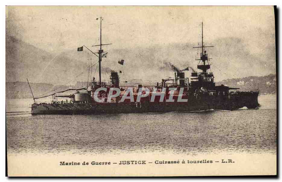 CPA Bateau Justice Cuirasse a tourelles
