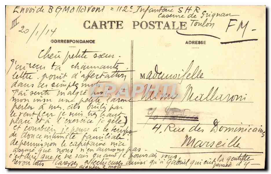 CPA Bateau Toulon le Jean Bart Cuirasse — Verso