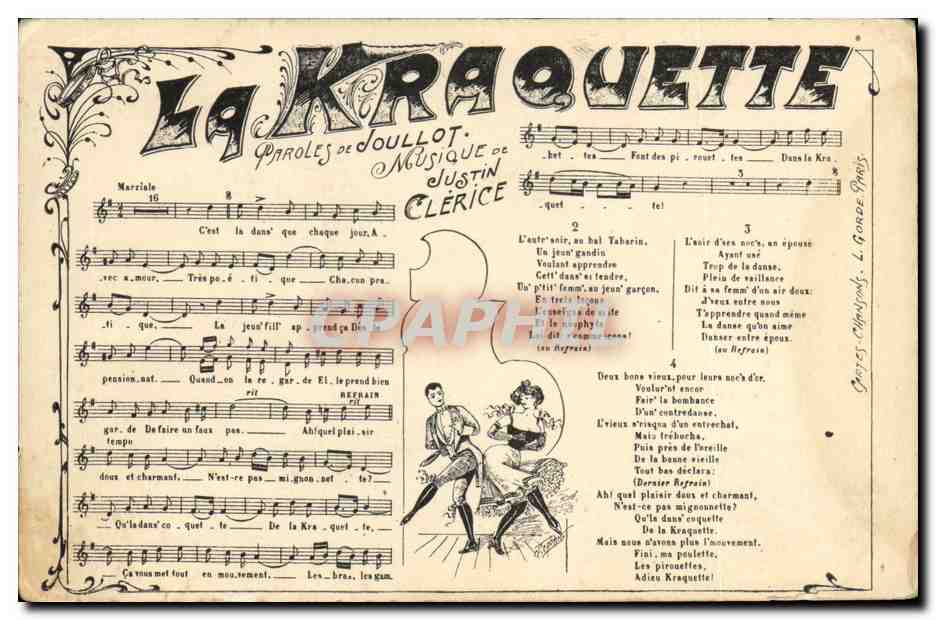 La Kraquette — Chanson avec paroles de Joullot et musique de Justin Clérice — éditeur non visible