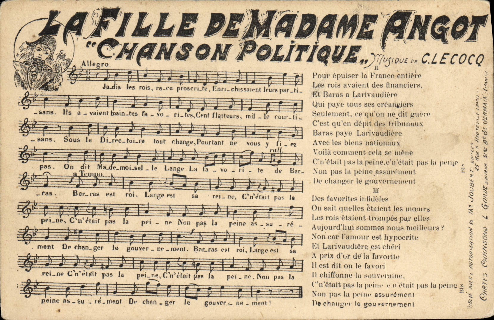 La Fille de Madame Angot — Chanson politique — Musique de C. Lecoco