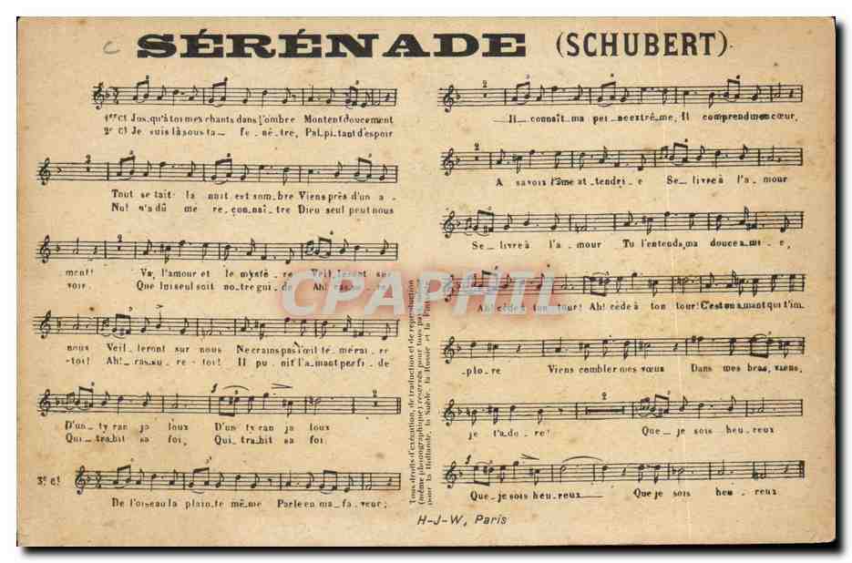Sérénade (Schubert) — Partition musicale — H-J-W, Paris