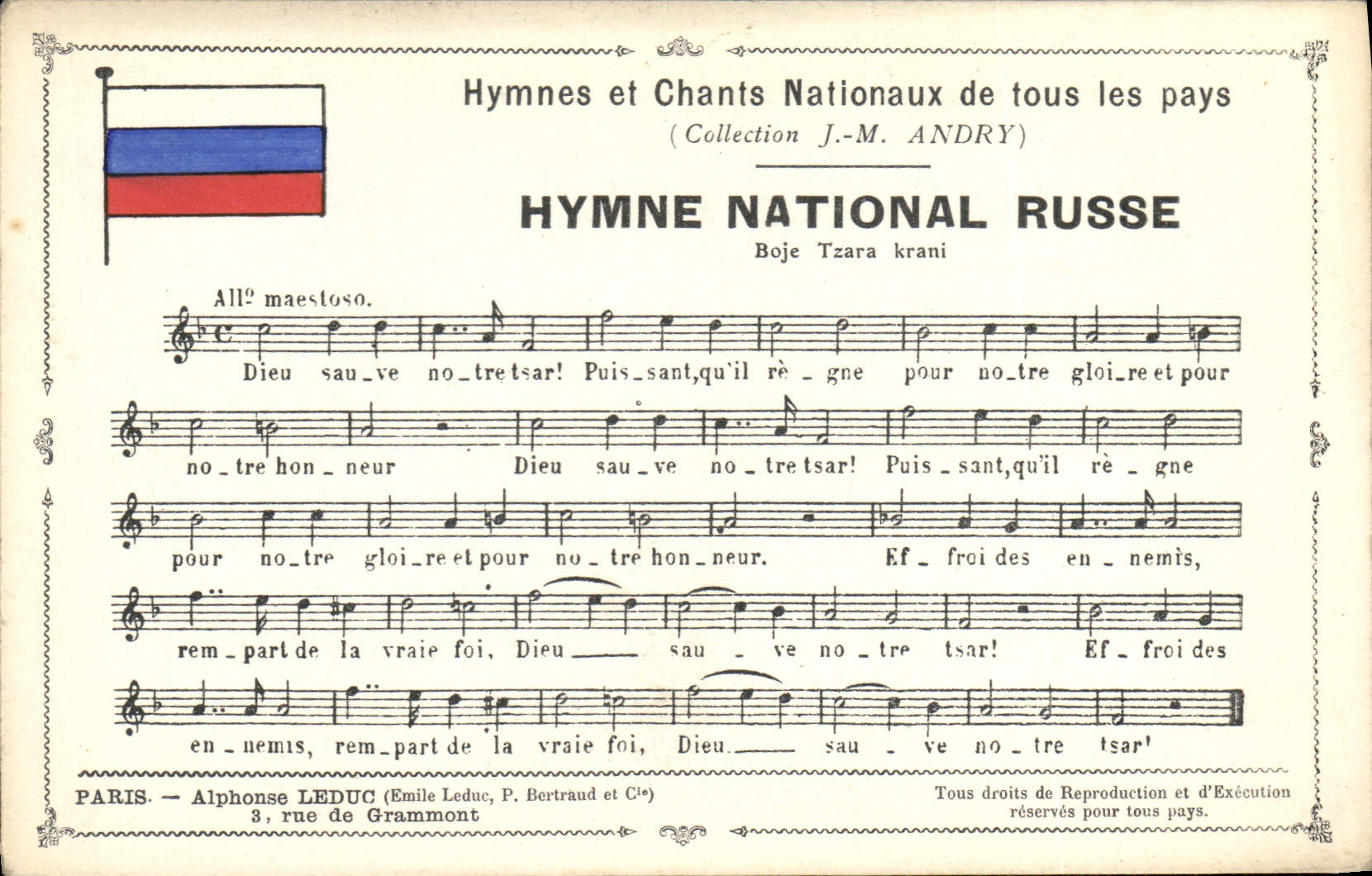 CPA Hymne national Russe Russie Russia Boje Tzara krani 