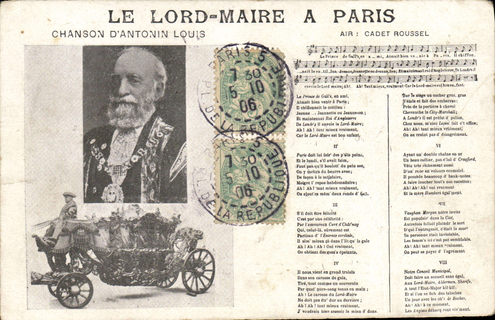 CPA Le Lord Maire a Paris Chanson d'Antonin Louis Cadet Roussel 
