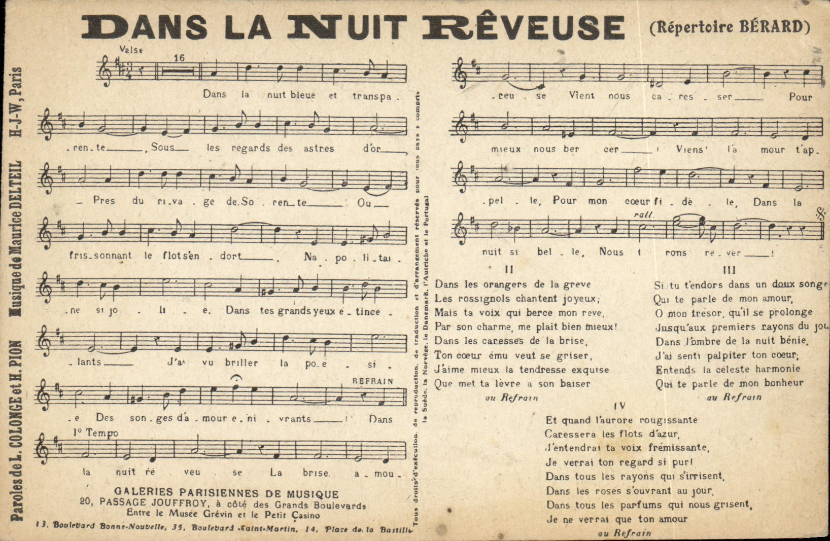 CPA Dans la nuit reveuse Berard Colonge Pion Maurice Delteil 