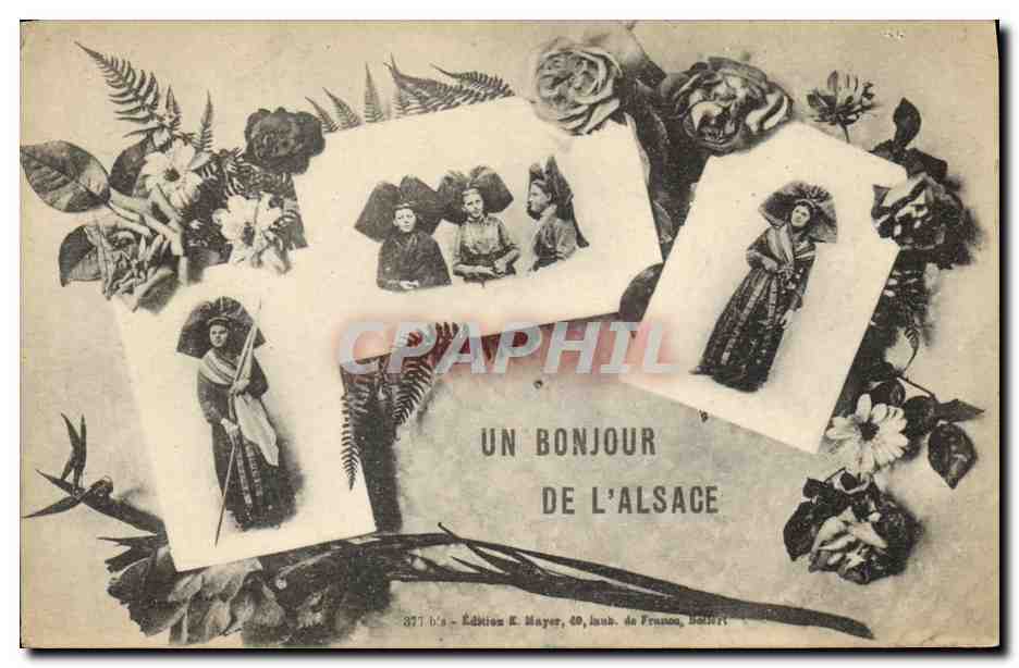 CPA Folklore Alsace Bonjour 