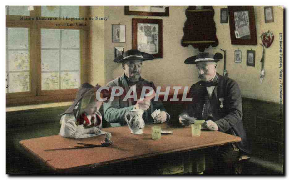 CPA Folklore Alsace Maison alsacienne a l'Exposition de Nancy Les vieux 