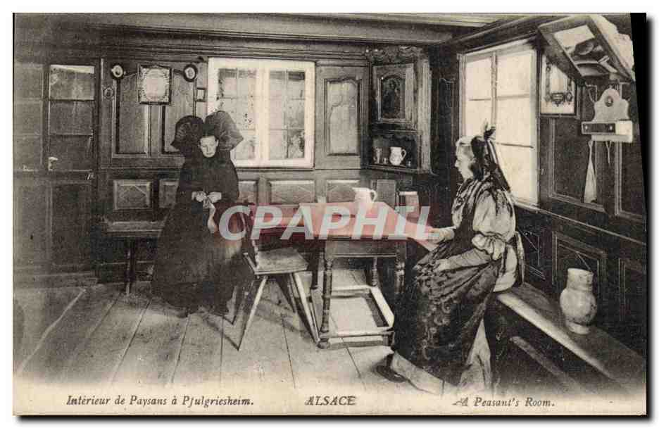 CPA Folklore Alsace Interieur de paysans a Pfulgriesheim 