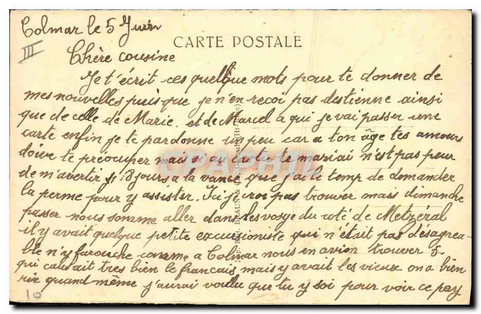 CPA Folklore Alsace Jeunes Alsaciens  — Verso