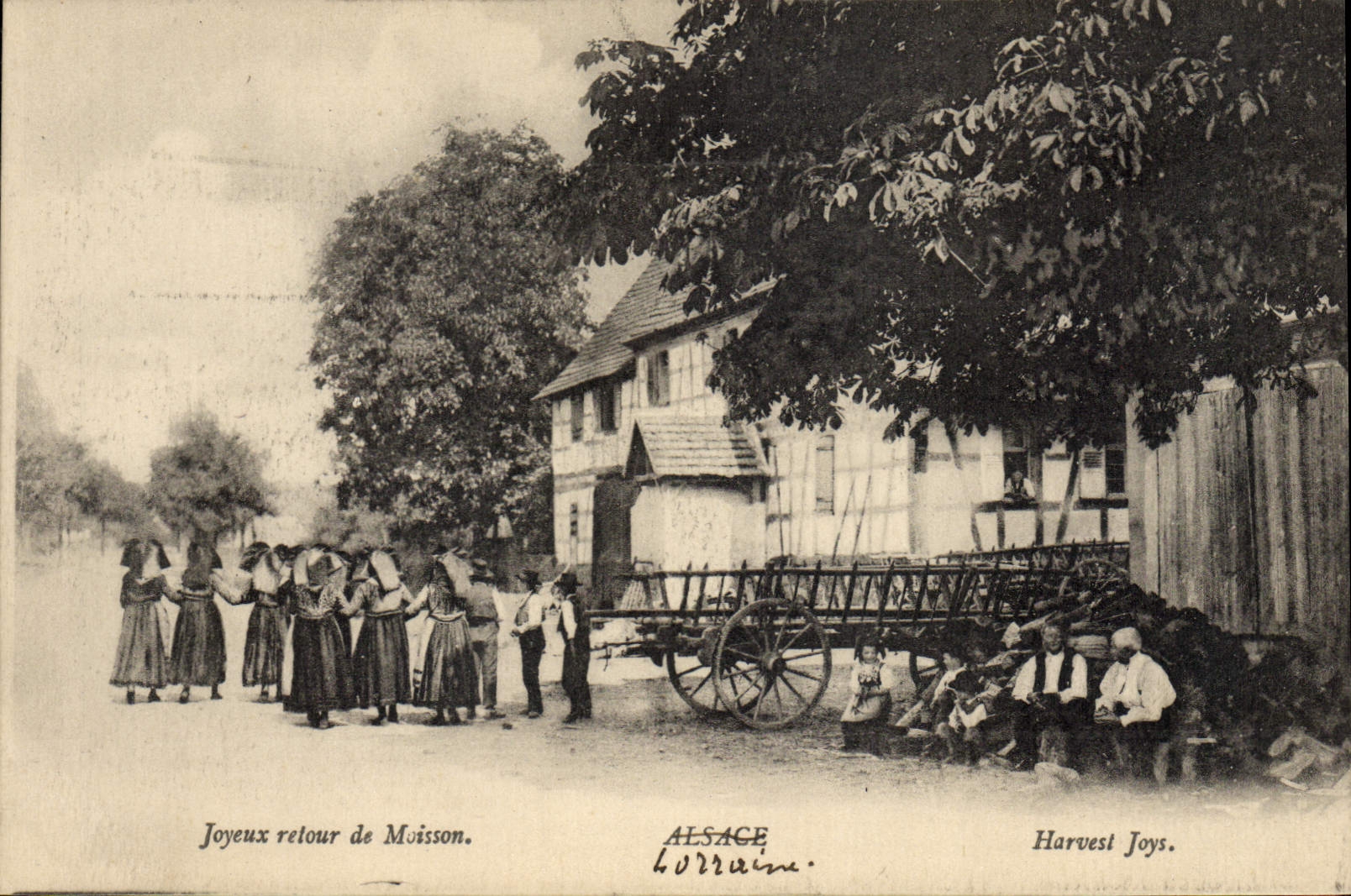 CPA Folklore Alsace Joyeux retour de moisson 