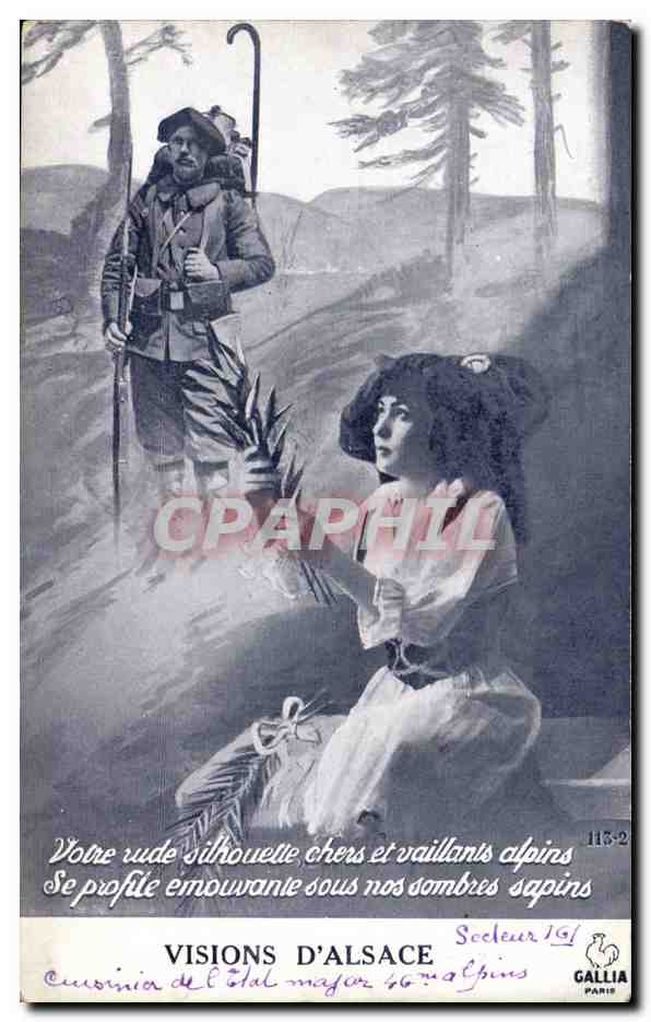 CPA Folklore Alsace Visions Militaria 