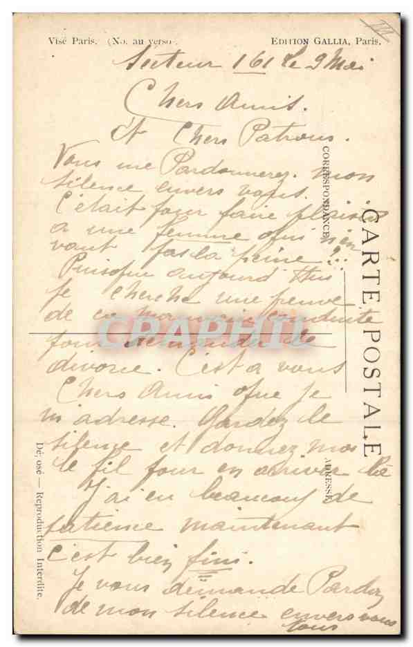 CPA Folklore Alsace Visions Militaria  — Verso