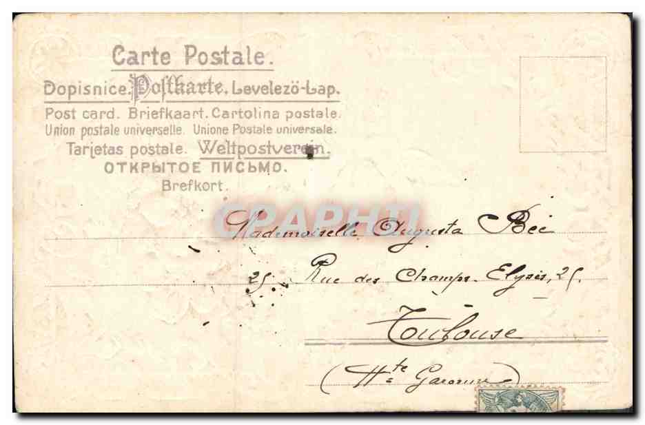 Fleurs et colombes — motif floral Art Nouveau — éditeur Jean, n° de série non visible — Rückseite