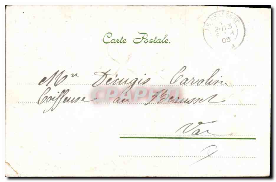 CPA Fantaisie Fleurs Trefles Fer a cheval  — Verso