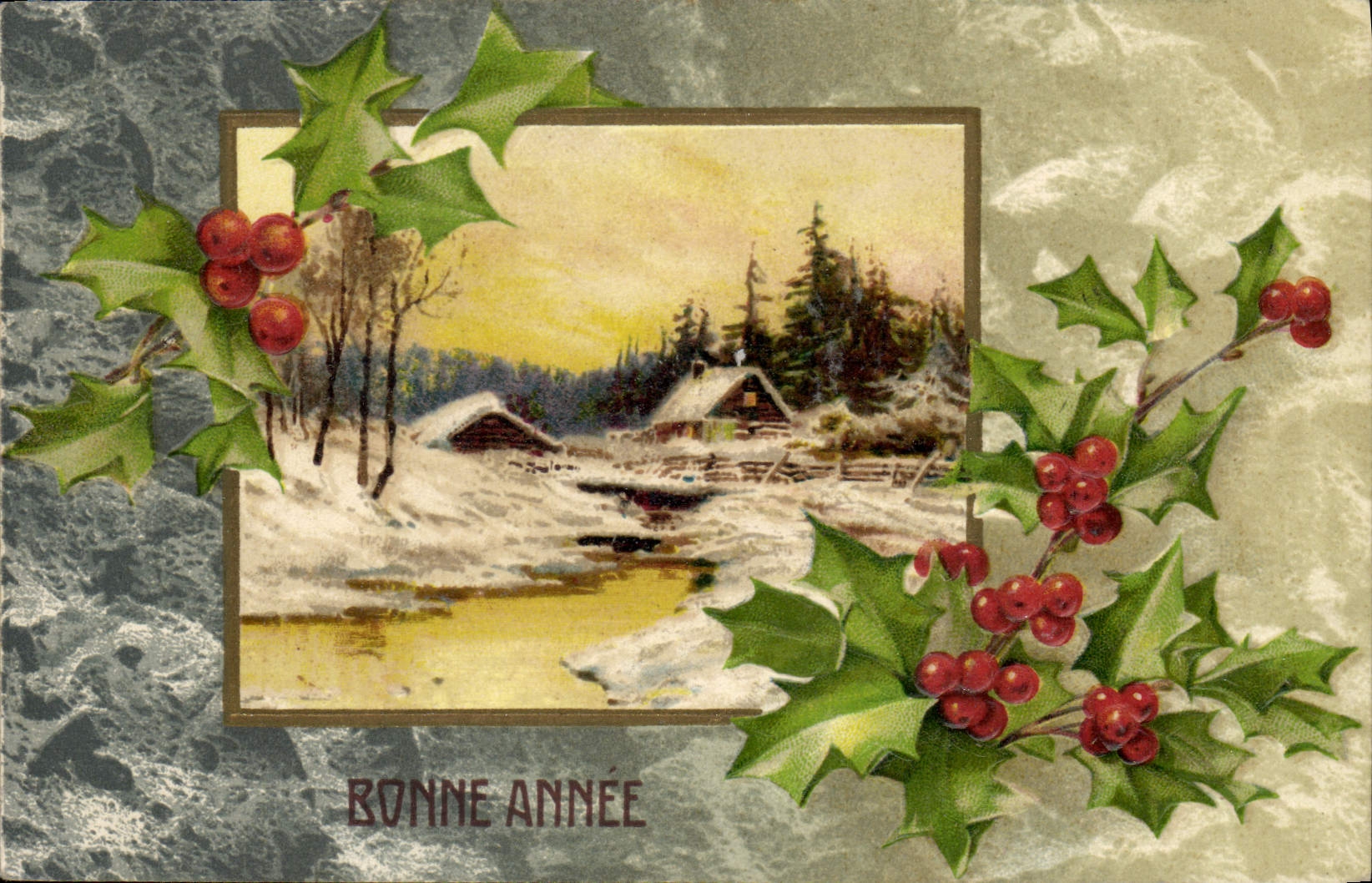Winterlandschaft — Frohe Neujahr — Universalansichtskarte