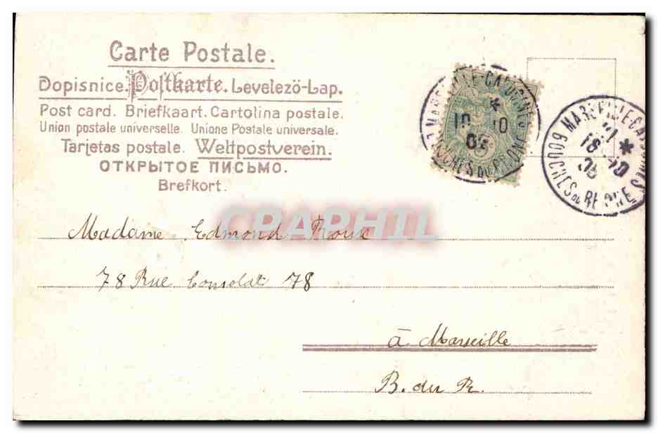 Fleurs et oiseau — Bonne & Heureuse Fête — Carte postale multilingue — Reverso