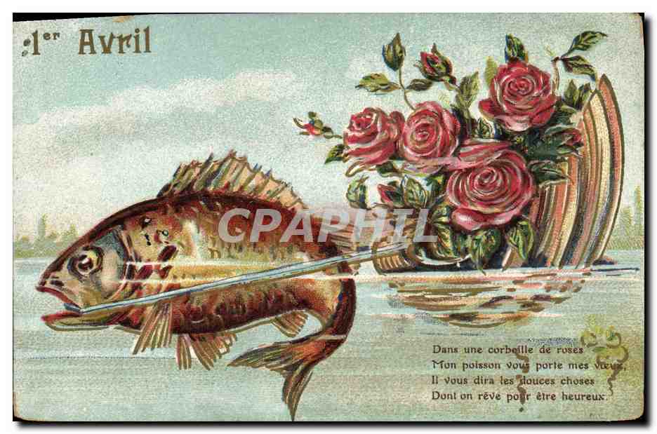 CPA Fantaisie Fleurs Poisson 1er Avril 