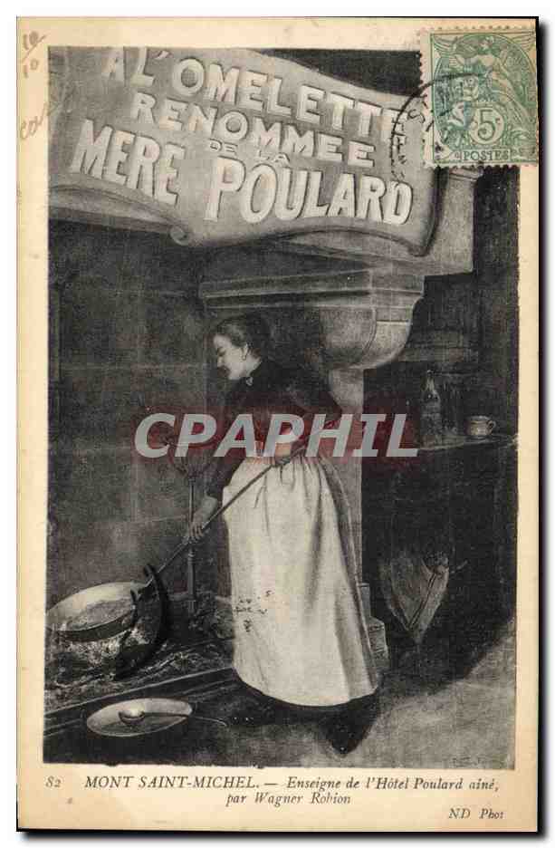 CPA Mont Saint Michel Enseigne de l'Hotel Poulard Aine par Wagner Robion Mere Poulard Cuisine 