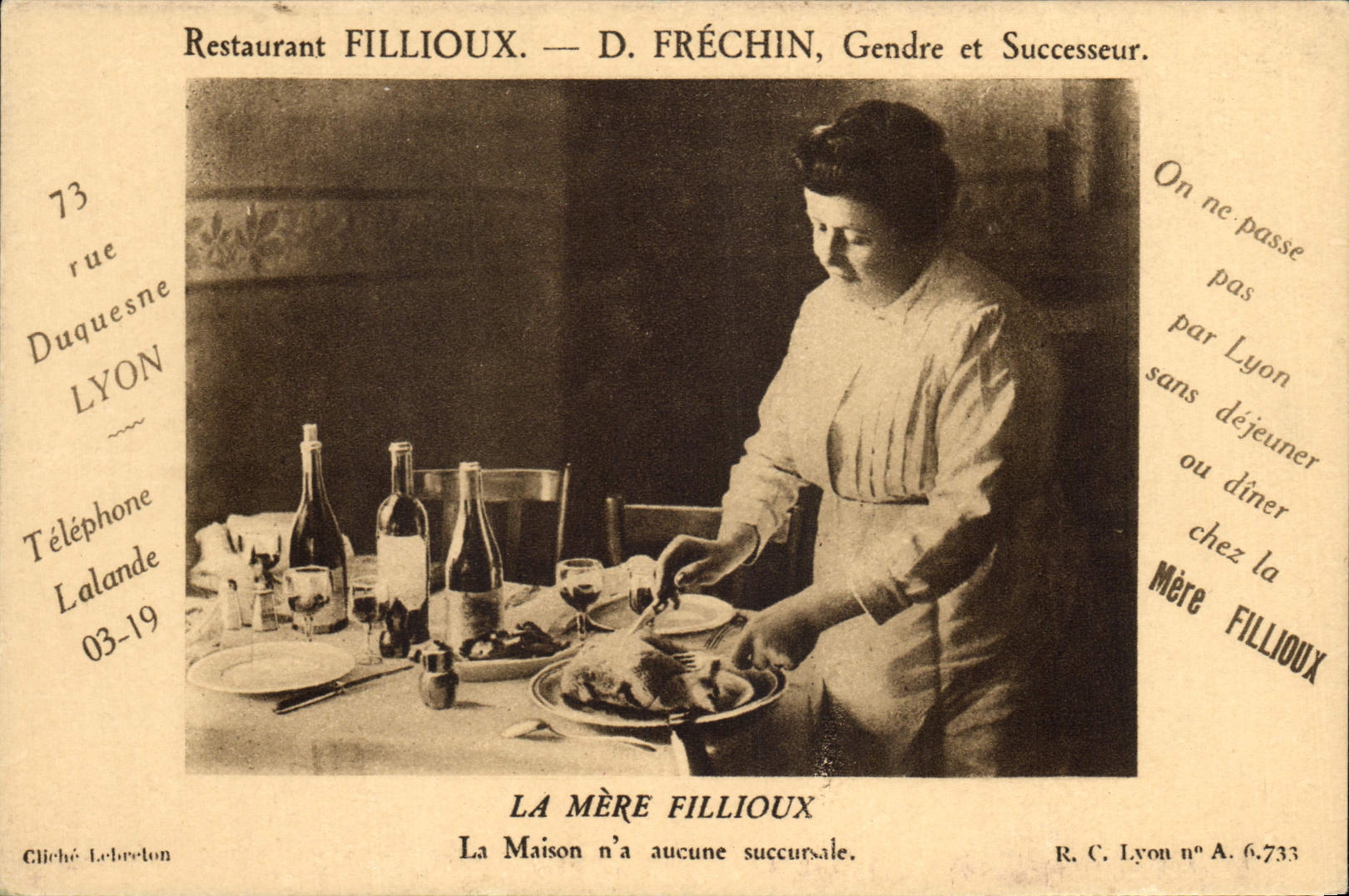 CPA Restaurant Fillioux Frechin La Mere Fillioux Duquesne Lyon 