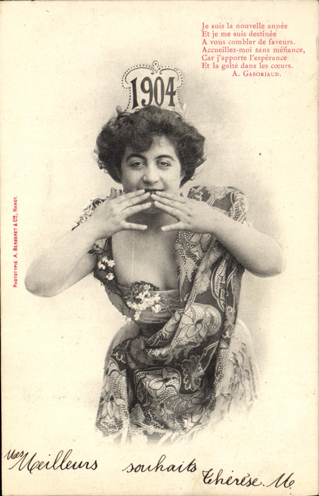Femme en couronne de 1904 — phototypie A. Berement & Cie, Nancy — N° de série non visible