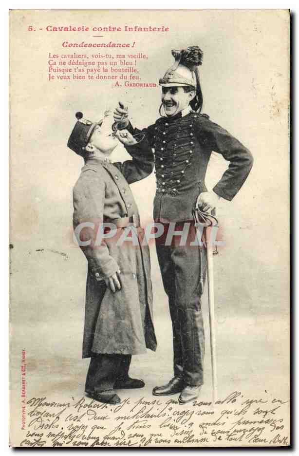 Cavalry against Infantry — Condescension! — Phototypie A. Bralet & Cie, Nantes