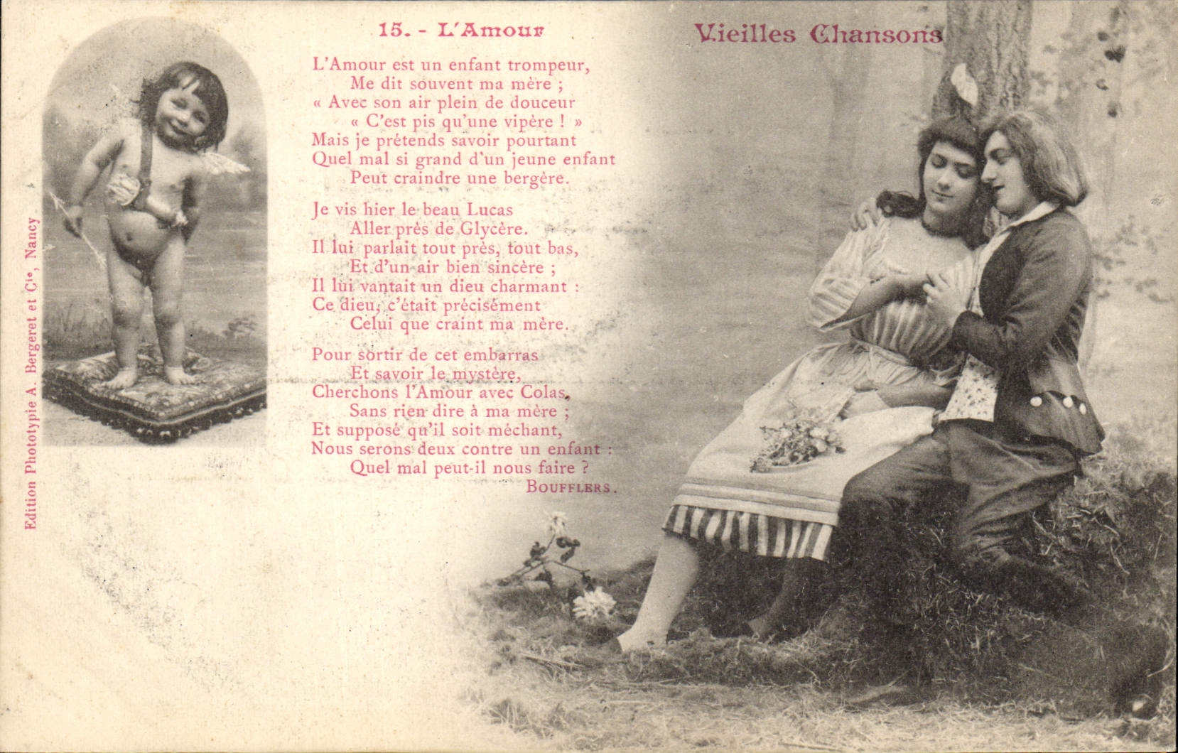 L'Amour — Vieilles Chansons — Édition Phototypie A. Bergere et Cie, Nancy