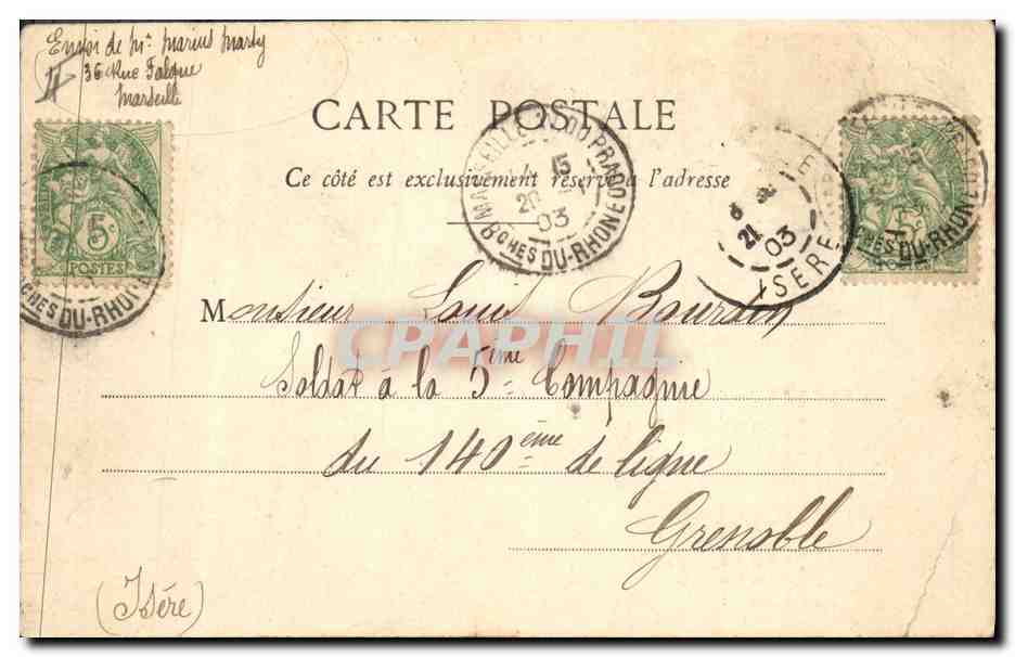 CPA Fantaisie Pitou a ses parents  — Verso