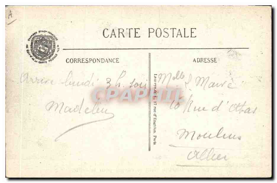 Obseques du Général Gallieni — Visé Paris n° 1008 — Reverso