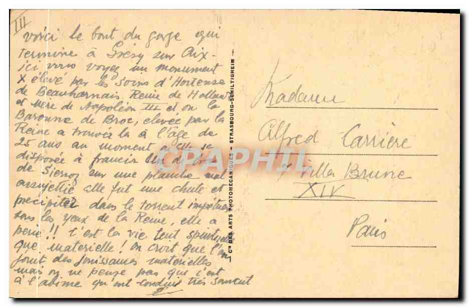 CPA Gresy sur Aix Tombeau eleve a la memoire de la baronne du Broc  — Rückseite