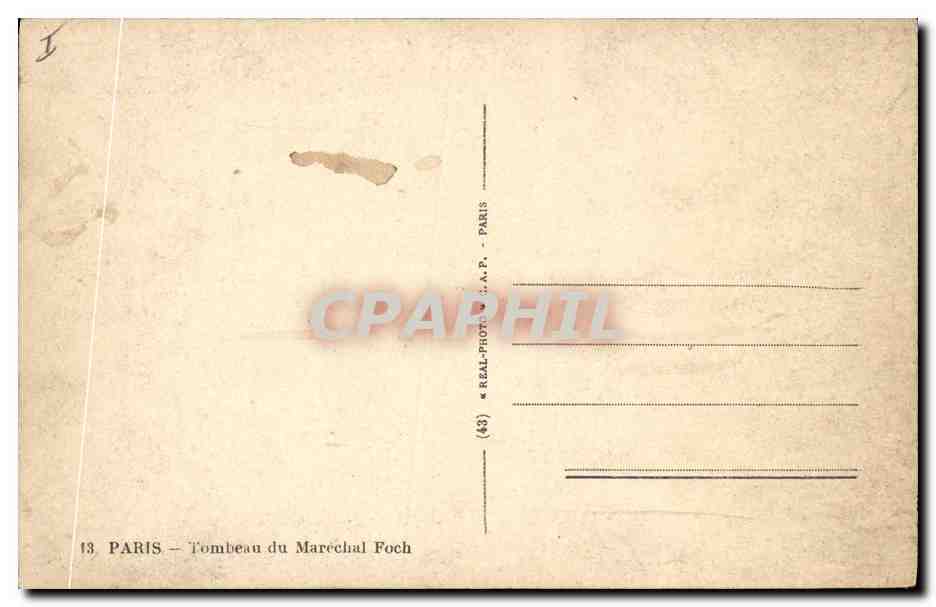 CPA Paris Tombeau du Marechal Foch  — Rückseite