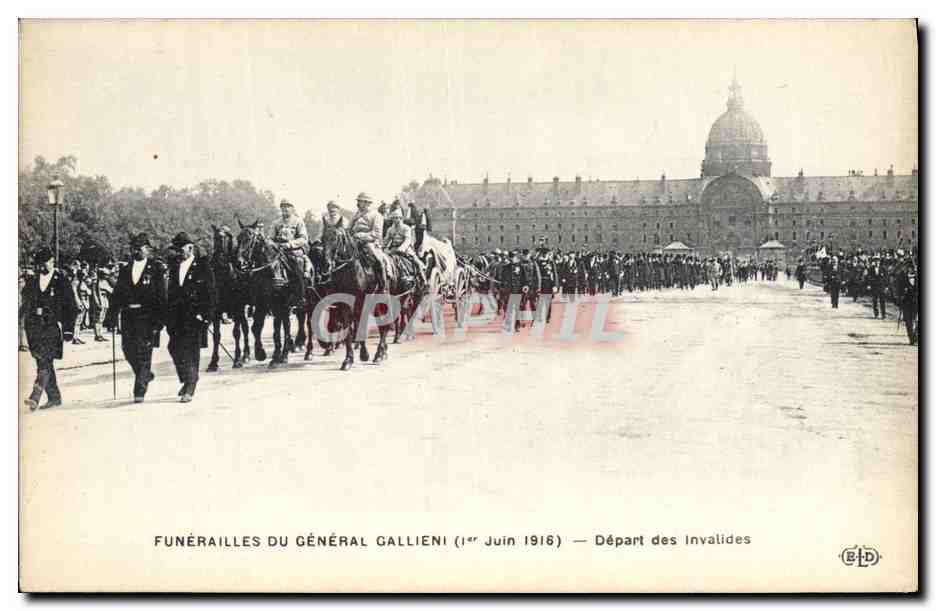 Funérailles du général Gallieni — Départ des Invalides — Éditeur ELD