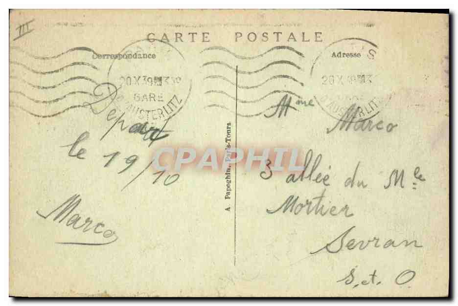 CPA Militaria Versailles Quartier de la Reine 19eme Train des Equipages — Rückseite